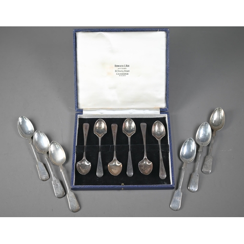 94 - A set of six Victorian Scottish silver fiddle pattern teaspoons, Robert Livingstone Christie, Edinbu... 