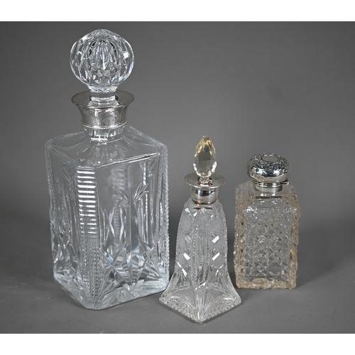 234 - An Edwardian cut glass scent bottle and stopper, with silver cover, Walker & Hall, Chester 1907,... 