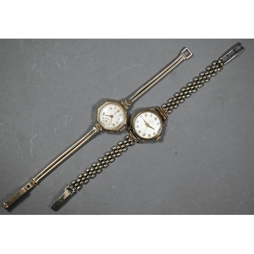 244 - Two 9ct gold ladies wrist watches - Tudor and Zenith, both with straps, 35.9g all-in (2)