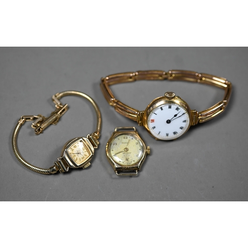 245 - Three ladies 9ct gold wristwatches - Marvin; Accurist and unbranded, all a/f and 43.2 g all-in (3)