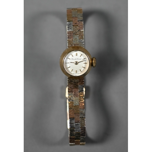 246 - WITHDRAWN Bueche Girod, a tri-coloured 9ct gold ladies cocktail wristwatch, on textured strap, 19.5 ... 