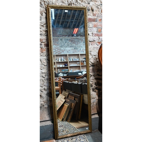 1000 - An old giltwood and composite framed tall mirror, a/f, 191 cm h x 60 cm w