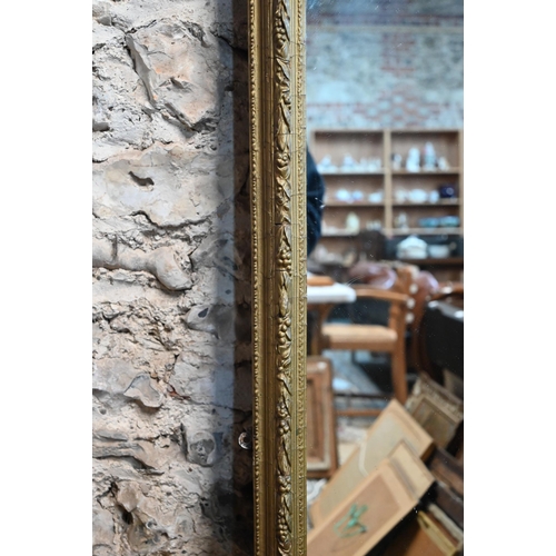 1000 - An old giltwood and composite framed tall mirror, a/f, 191 cm h x 60 cm w