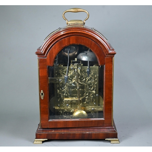 1005 - Francis Perigal, Royal exchange, London, a good George III brass mounted figured mahogany bracket cl... 