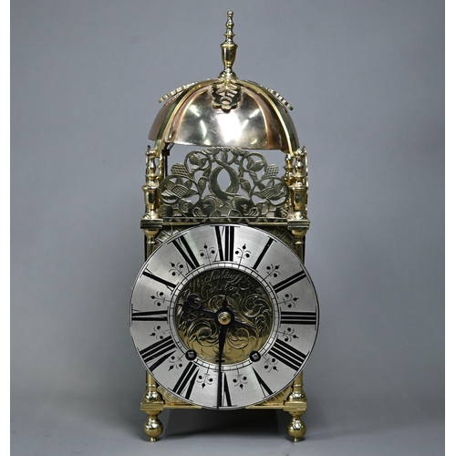 1006 - A late 19th century brass lantern clock, the 8-day two train movement signed AD Mougin, striking the... 