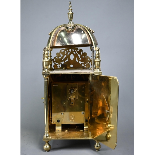 1006 - A late 19th century brass lantern clock, the 8-day two train movement signed AD Mougin, striking the... 