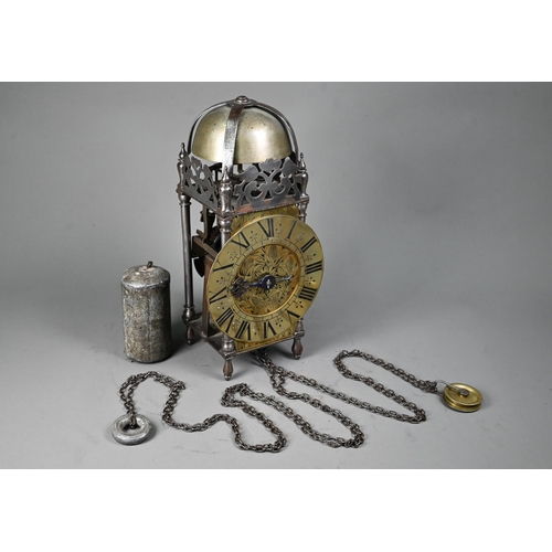 1008 - A 17th century brass and steel lantern clock, with verge escapement, the 16 cm dia. brass dial with ... 