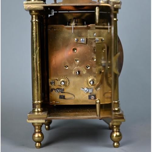 1016 - A contemporary miniature brass lantern clock, the 8-day movement striking the hours and half hours o... 