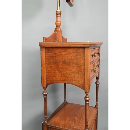 1020 - A circa 1900 dressing stand with octagonal framed adjustable mirror over three drawers and open shel... 