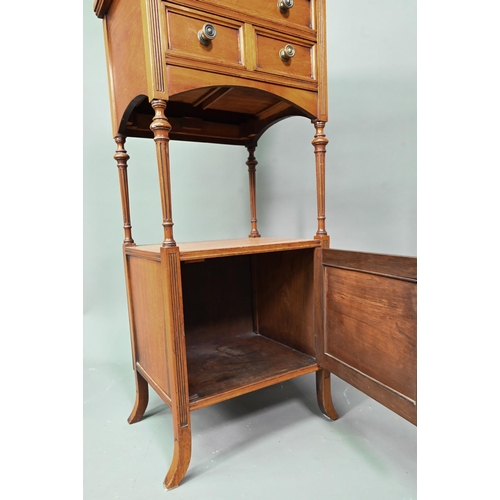 1020 - A circa 1900 dressing stand with octagonal framed adjustable mirror over three drawers and open shel... 