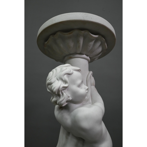 1024 - A large Parian style figural jardinière stand, approx.. 26 cm dia. x 90 cm h