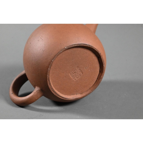 501 - A Chinese Long Dan Dragons Egg Yixing tea pot and cover with moulded finial, the rounded body with s... 