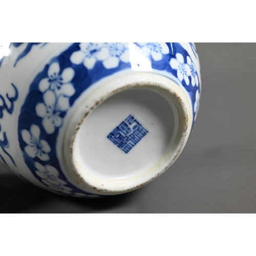 534 - A pair of 19th century Chinese blue and white ginger jars and covers, each painted in rich tones of ... 