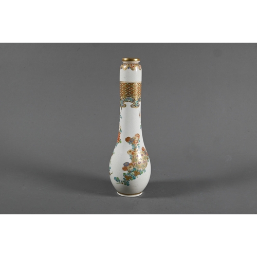 545 - A Japanese Kyo Satsuma Awata ware bottle vase by Taizan Yohei (1864-1912) gilded and painted in poly... 