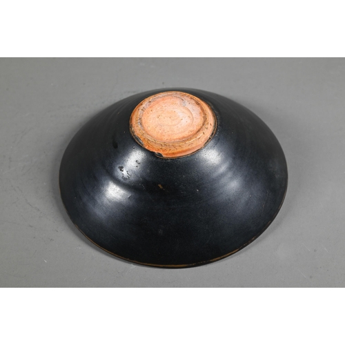546 - A Chinese Southern Song style Jizhou stoneware conical bowl, the interior with two leaf resists rese... 