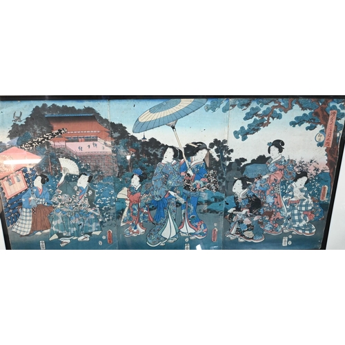 568 - Utagawa Kunisada (aka Toyokuni III 1786-1864) A 19th century Japanese ukiyo-e woodblock triptych pri... 