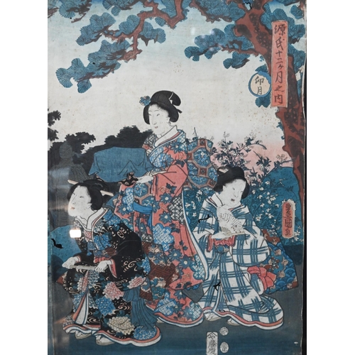 568 - Utagawa Kunisada (aka Toyokuni III 1786-1864) A 19th century Japanese ukiyo-e woodblock triptych pri... 