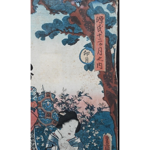 568 - Utagawa Kunisada (aka Toyokuni III 1786-1864) A 19th century Japanese ukiyo-e woodblock triptych pri... 