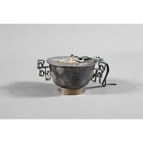 585 - A mixed lot of Asian collectibles including a 19th century South Indian silver swami ware bracelet, ... 