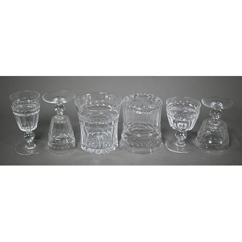 617 - A set of six each Stuart crystal 'Senator' tumblers and port glasses, to/w five liqueurs (17)