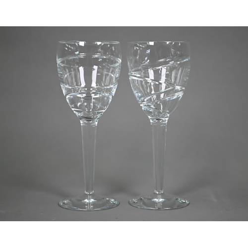 618 - A pair of Jasper Conran 'Aura' wine glasses by Stuart Crystal 23 cm high