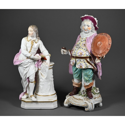 634 - A Georgian Derby porcelain figure of John Milton, 29 cm, to/w another Derby figure, James Quin playi... 