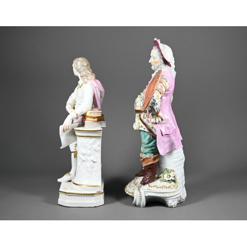 634 - A Georgian Derby porcelain figure of John Milton, 29 cm, to/w another Derby figure, James Quin playi... 