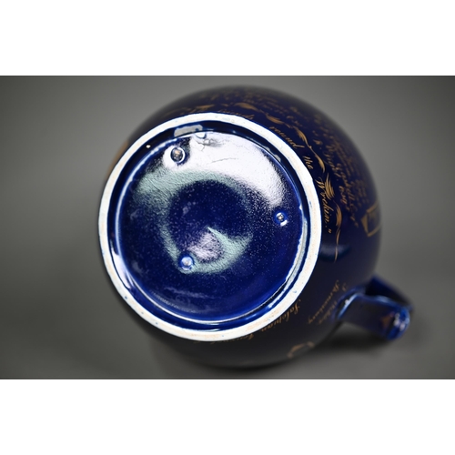 647 - Politics: an interesting William IV blue glazed pottery jug, with gilded inscription commemorating t... 