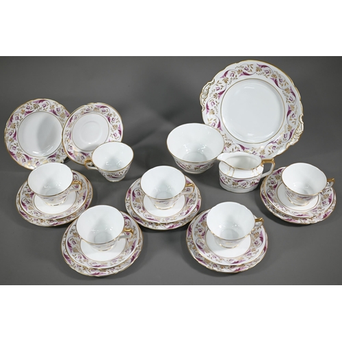 681 - A Royal Crown Derby china 'Princess' pattern tea service for six, 1965 (21 pieces)