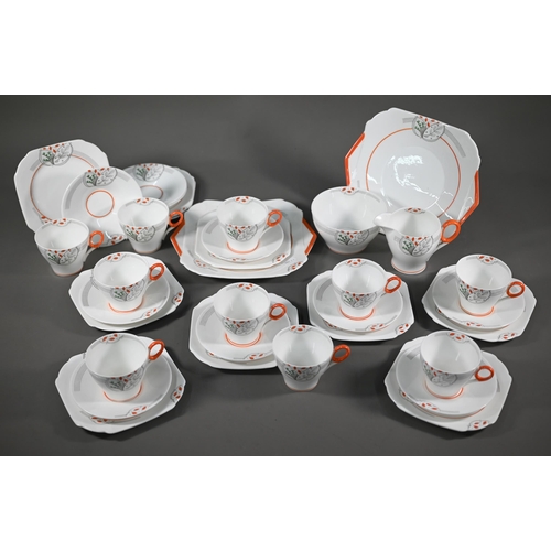 686 - An Art Deco Shelley 'Ideal China' tea service for ten, with two sandwich plates and milk and sugar p... 