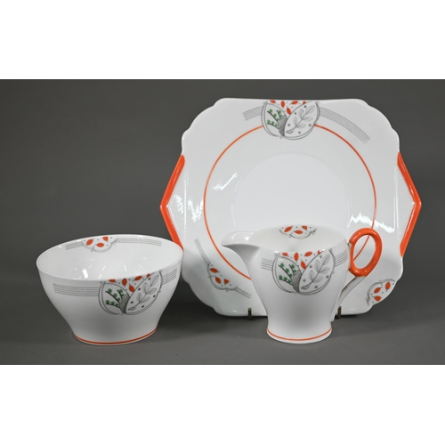 686 - An Art Deco Shelley 'Ideal China' tea service for ten, with two sandwich plates and milk and sugar p... 