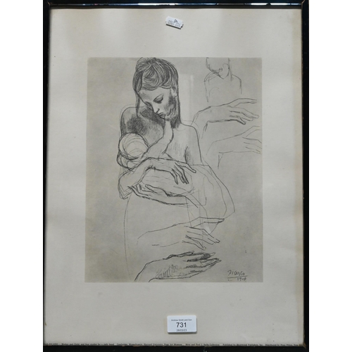 731 - Picasso print of Mother and child and four studies of a right hand, published Shorewood Publishers, ... 