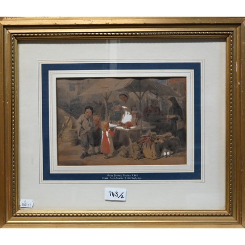 743 - M Birkett Foster (1825-99) attrib - A pair of watercolour sketches of gypsy encampments, 16 x 23.5 c... 