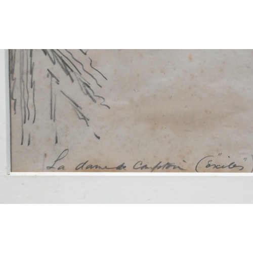 745 - French school - 'Exiles' two pencil studies of figures, inscribed and one signed with initials EAR, ... 