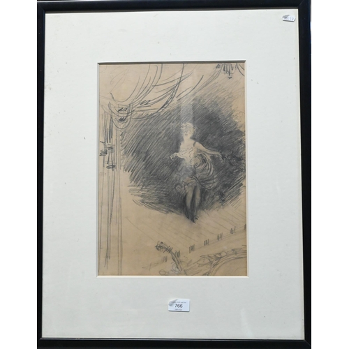 766 - Edwin A Rickards - 'Paris Lights', for Arnold Bennet's book, pencil study, 40 x 27 cm