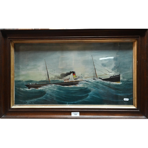 788 - 19th century marine study of the steam yacht Danby, gouache, indistinctly signed and dated 1896, 31 ... 