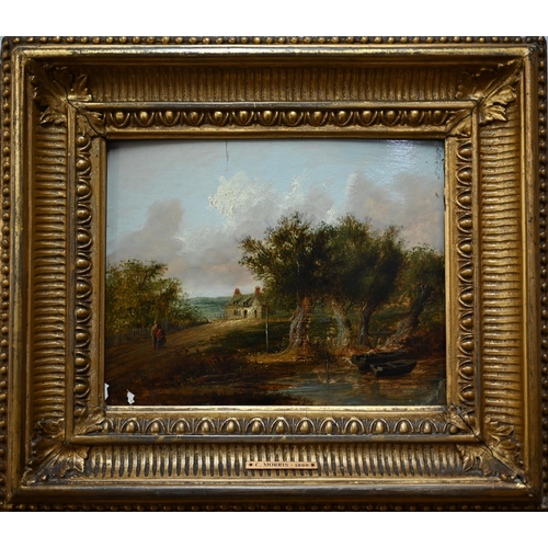 798 - C Morris - A pair of 19th century pastoral views, oil on panel, 19 x 24 cm (2)