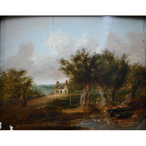 798 - C Morris - A pair of 19th century pastoral views, oil on panel, 19 x 24 cm (2)