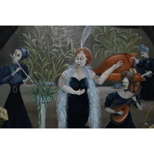 809 - Noel Barker (b 1924) - 'The Contralto', oil on canvas board, signed and dated '82 lower left, 47.5 x... 