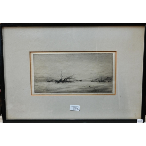 819 - Two etchings - after Roland Langmaid (1897-1956) - 'HMS President and Waterloo Bridge', pencil signe... 