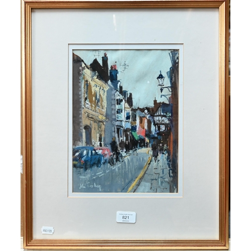 821 - John Tookey (b 1947) - 'Parchment Street, Winchester', gouache, signed, 29 x 21 cm