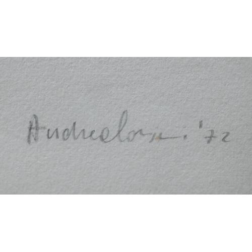 839 - Andrealozzi? - studies of figures, 1972, pen and wash, indistinctly signed, 27 x 47 cm