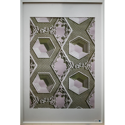 855 - John Aldridge RA (1905-1983) - 'Hexagon', wallpaper sample, 1946, 69 x 49 cm