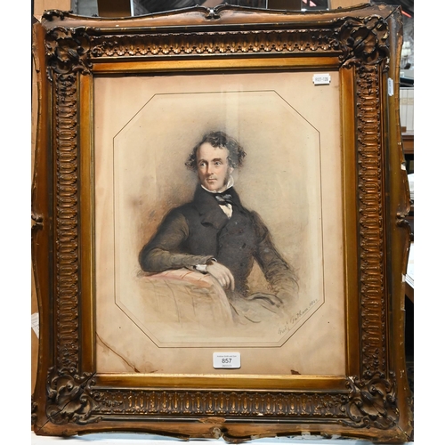 857 - Frederick Tatham (1805-1878) - Portrait of a seated gentleman (probably John Greenwood), watercolour... 