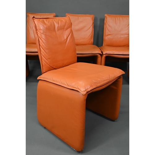 905 - In the manner of Mario Bellini, a set of six Italian tan leather dining chairs in a similar  style t... 