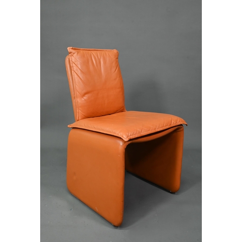 905 - In the manner of Mario Bellini, a set of six Italian tan leather dining chairs in a similar  style t... 