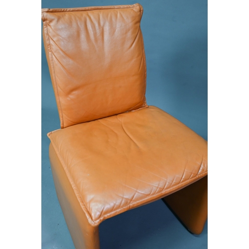 905 - In the manner of Mario Bellini, a set of six Italian tan leather dining chairs in a similar  style t... 