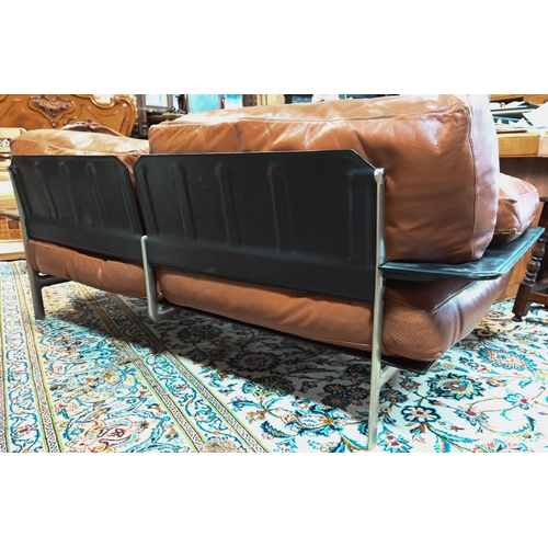 908 - B&B Italia, a brown leather 'Diesis' sofa designed by A Citterio, circa 2000