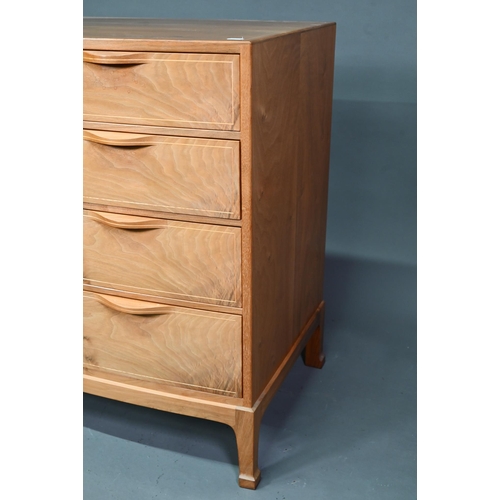 909 - Edward Barnsley (1900-1987), an inlaid sycamore chest of four long graduated drawers, raised on slen... 