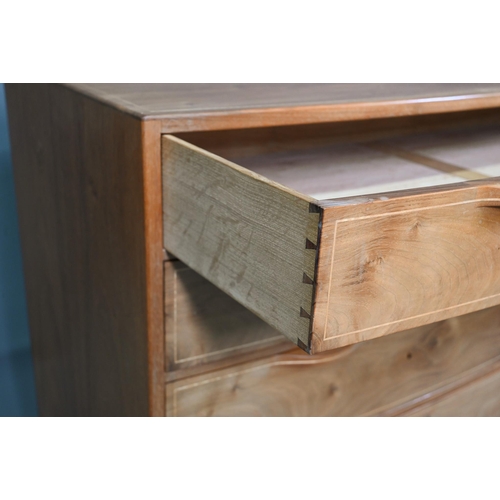 909 - Edward Barnsley (1900-1987), an inlaid sycamore chest of four long graduated drawers, raised on slen... 